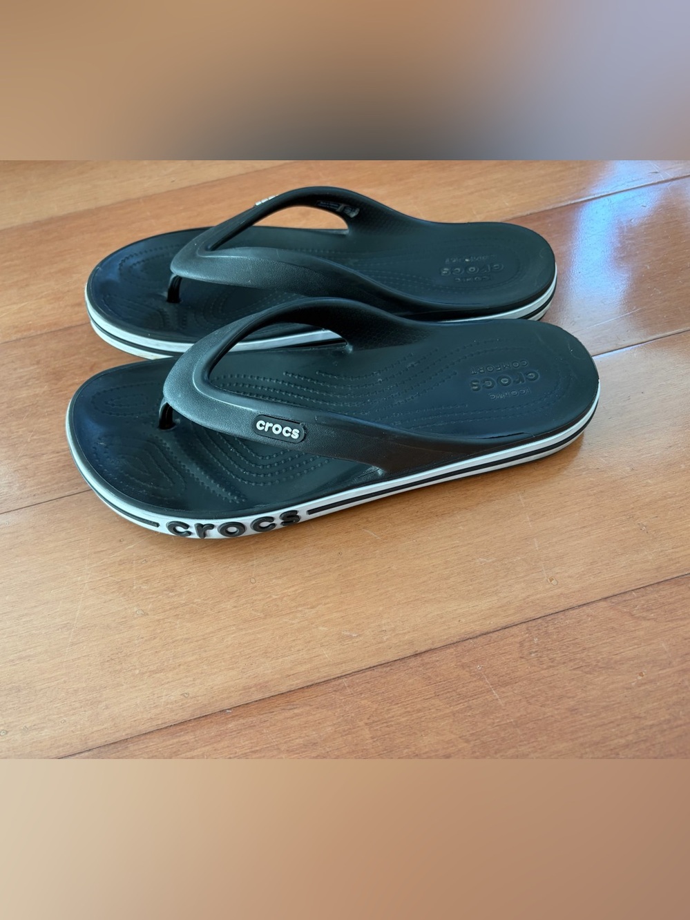 CROCS Black Bayaband Flip-Flops for Women, W7